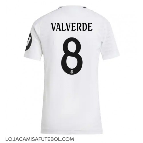 Camisa de Futebol Real Madrid Federico Valverde #8 Equipamento Principal Mulheres 2024-25 Manga Curta